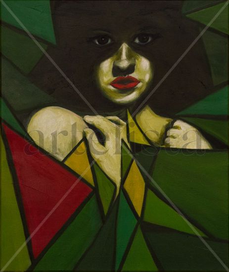 Mujer saliendo de la oscuridad Oil Canvas Portrait