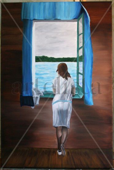 Muchacha en la ventana Oil Canvas Figure Painting