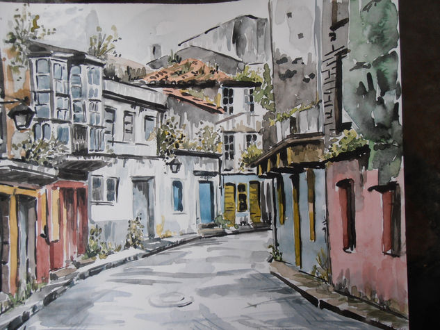 Ferrol  vello (viejo) Watercolour Card Landscaping