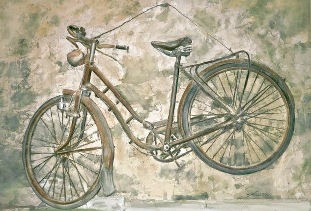 Bicicleta Watercolour Paper Figure Painting