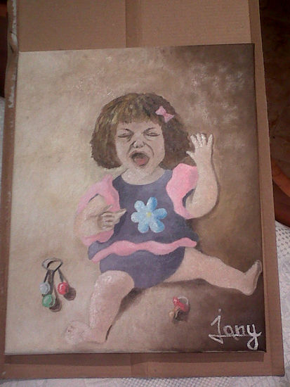 Niña llorando Oil Canvas Portrait