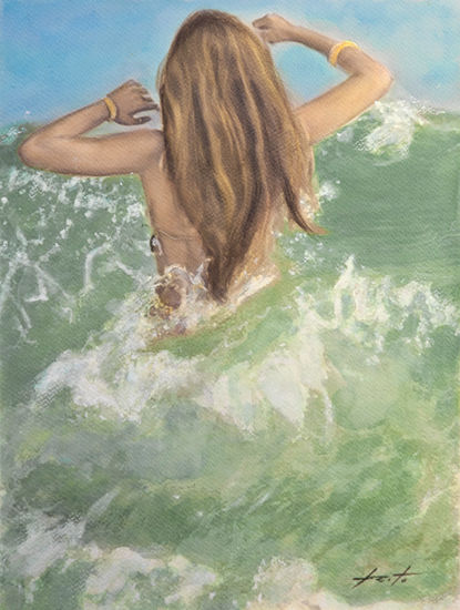 Sirenita Pastel Paper Marine Painting