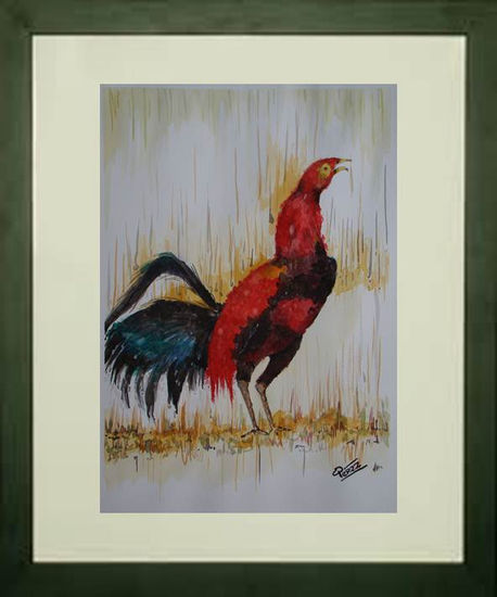 EL GALLO QUE CANTA Watercolour Paper Animals