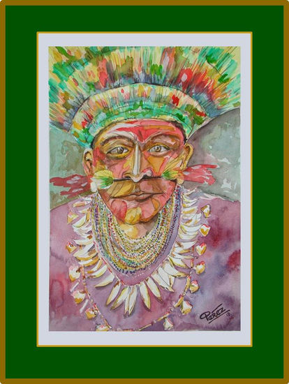 INDIO COLORADO Watercolour Paper Portrait