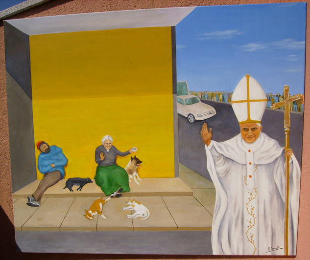 El Papa y los mendigos Oil Canvas Figure Painting