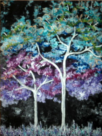 bosque nocturno Mixed media Panel Landscaping