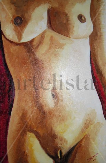 Torso Femenino Óleo Lienzo Desnudos