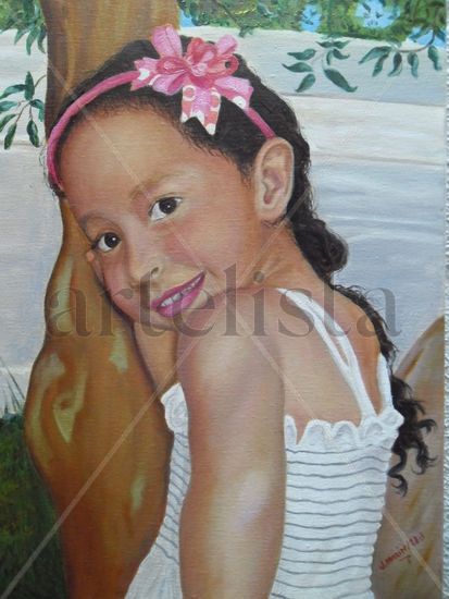 Retrato de Niña Oil Canvas Portrait