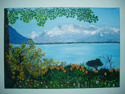 Paisaje con tulipanes
