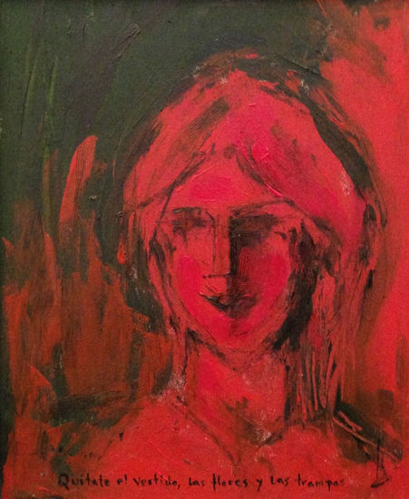 Mujer y Verso Oil Canvas Portrait