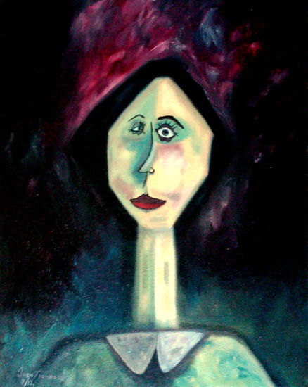 La Dama de la Noche Oleo/Lienzo 38/48cm Oil Canvas Figure Painting