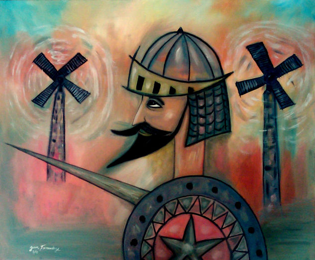 el quijote/ tec.mixta 76/61cm Oil Canvas Figure Painting