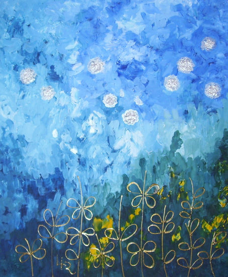 Sueños azules Mixed media Panel Landscaping