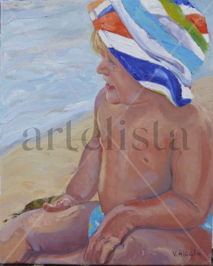 Daniel con gorrito Oil Canvas Figure Painting