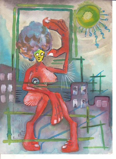 Cuerpo rojo Watercolour Paper Figure Painting