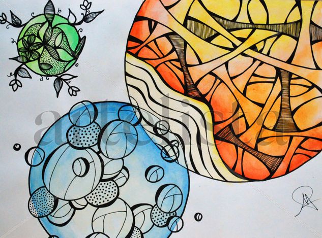 Zentangle Planetas Watercolour Paper Others