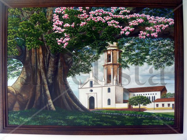 ceiba con orquideas Oil Canvas Landscaping