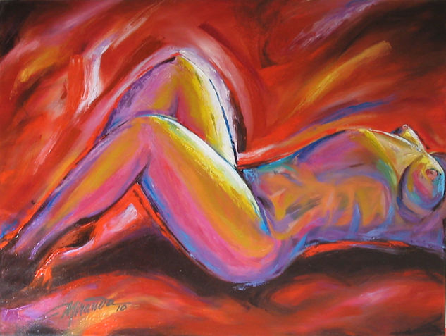 Estudio desnudo en rojo #2 Oil Canvas Nude Paintings