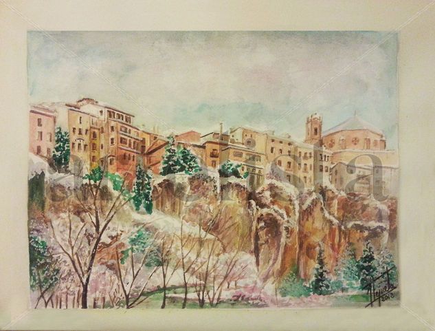 Cuenca nevada Acuarela Papel Paisaje