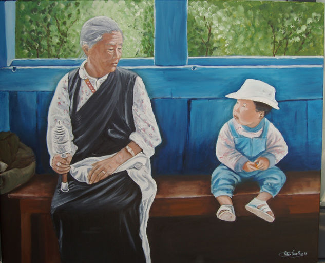 en el Tibet 2 Oil Canvas Figure Painting