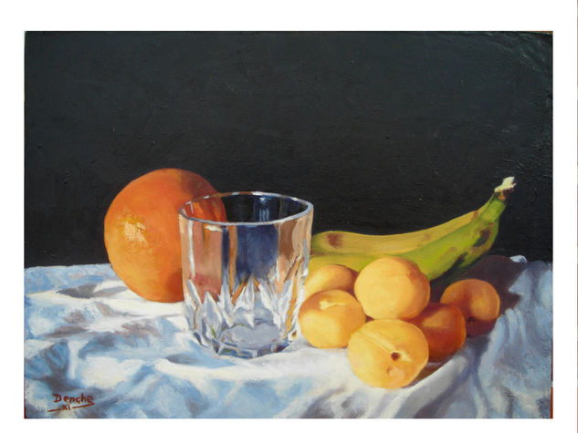 Frutas con vaso Oil Panel Still Life Paintings