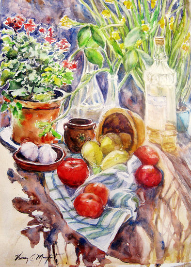 Bodegón con mistela Watercolour Paper Still Life Paintings