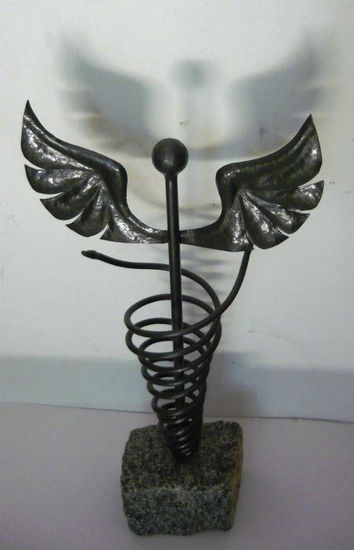 El bastón de Esculapio Metal Figurative