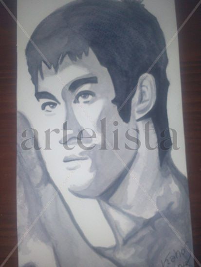 BRUCE LEE Acuarela Cartulina Retrato