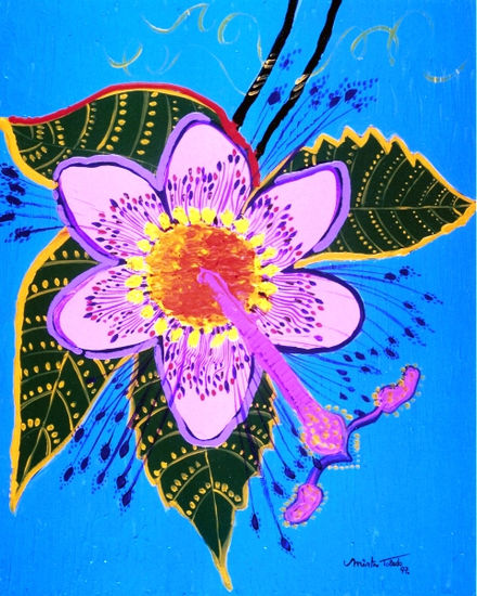 PASIONARIA, 1997 Acrylic Textile Floral Painting