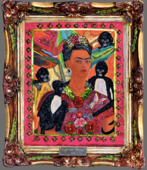 FRIDA CON CHANGOS Tabla Figura