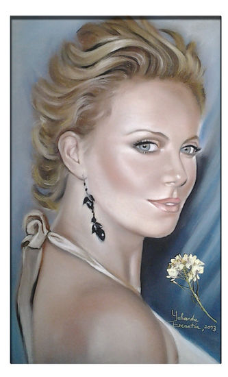 Retrato al pastel de Charlize Theron Pastel Papel Retrato