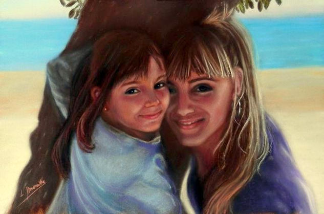 Tarde en la playa Pastel Papel Retrato