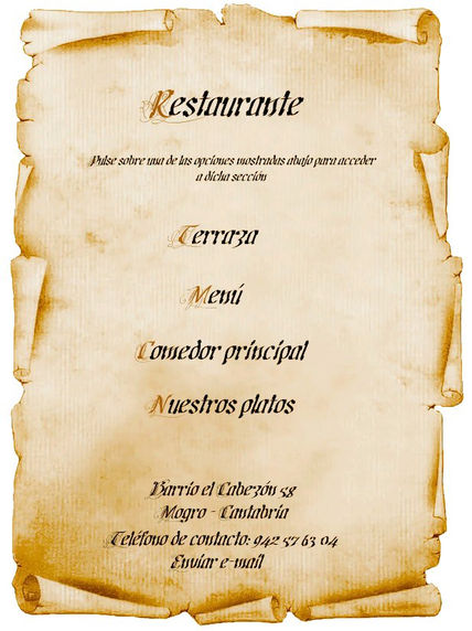 Menu restaurante