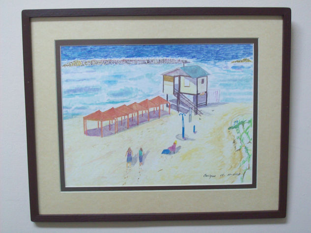 Playa de Ashkelon Watercolour Card Marine Painting