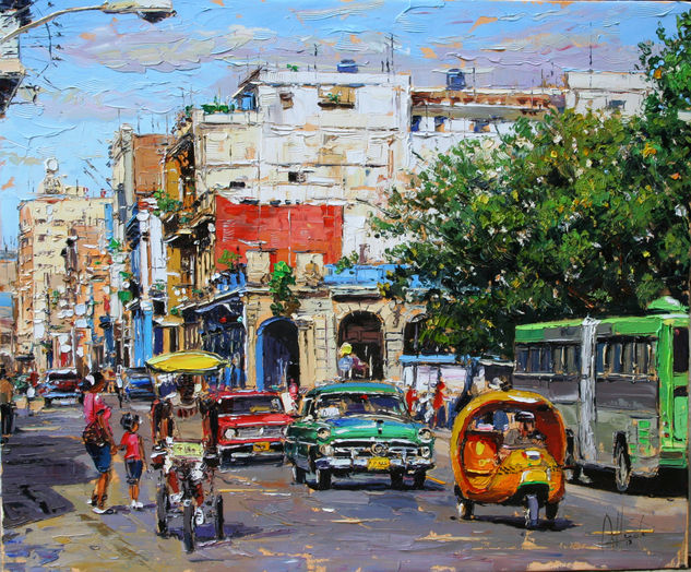 guagua en la habana Oil Canvas Landscaping