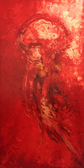 Medusa en rojo Mixed media Panel Marine Painting