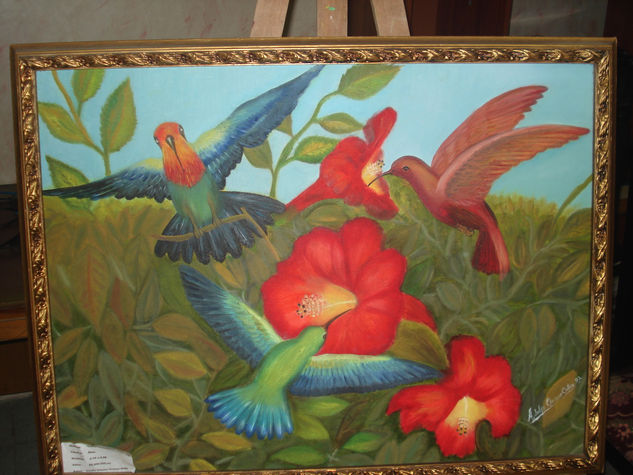 Danza de Colibríes Oil Canvas Still Life Paintings