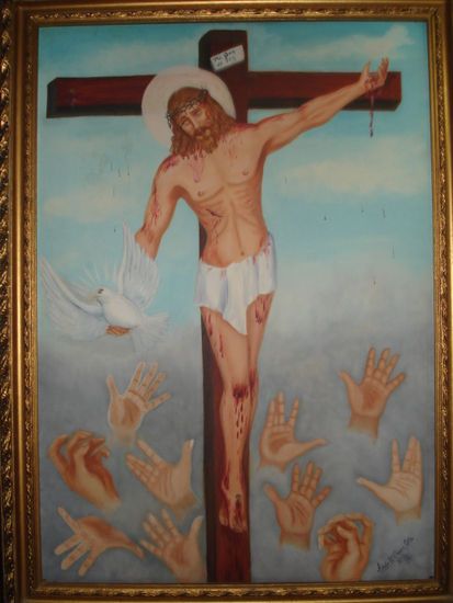 Cristo de la Paz Óleo Lienzo Figura