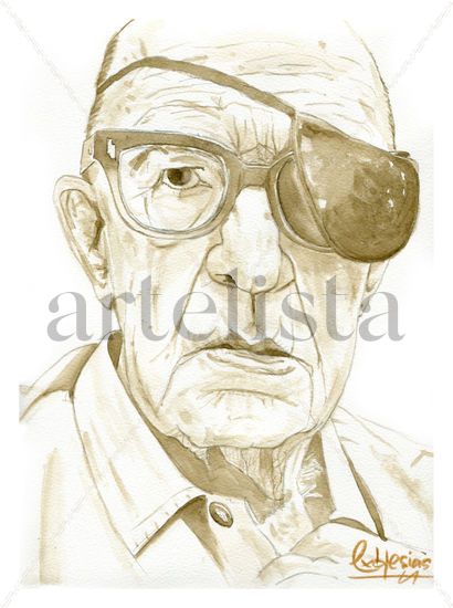 John Ford Acuarela Papel Retrato