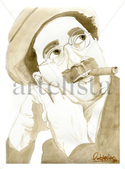 Groucho Marx Watercolour Paper Portrait