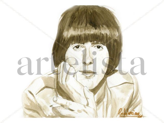 George Harrison Acuarela Papel Retrato