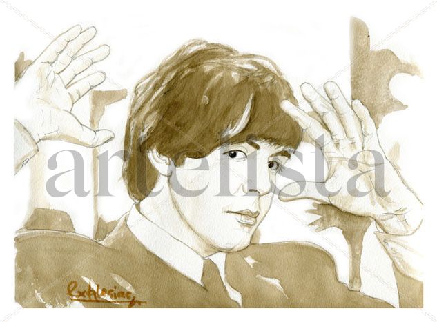 Paul McCartney Acuarela Papel Retrato