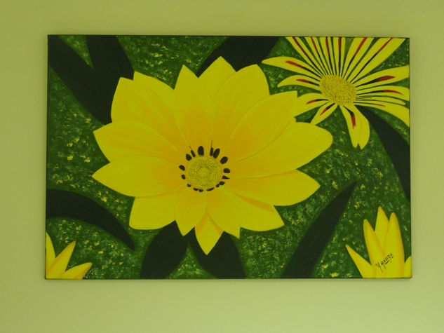 flor amarilla Acrylic Canvas Floral Painting