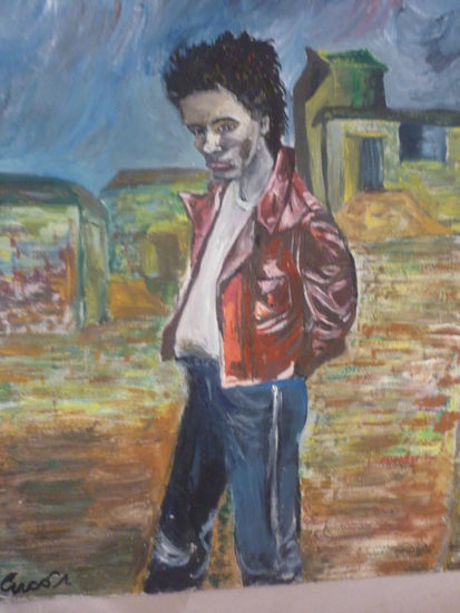 burteño Oil Paper Figure Painting