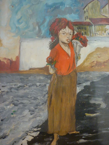 niña Oil Paper Figure Painting