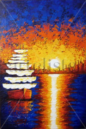 EL BARCO Acrylic Canvas Marine Painting