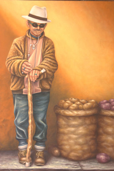 Vendedor de Papas Oil Canvas Figure Painting