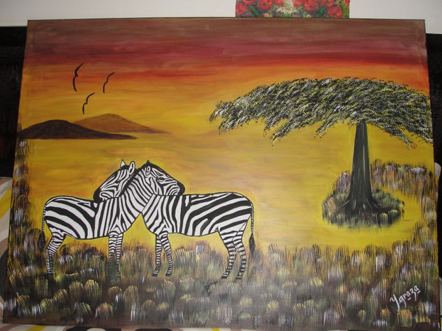 cebras en el campo Acrylic Canvas Animals