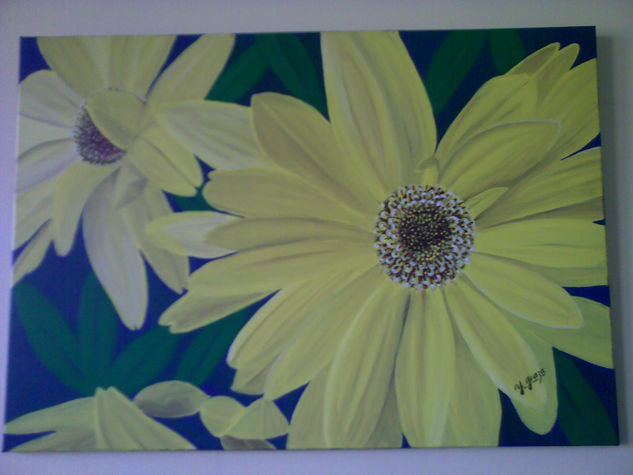 flores amarillas Acrylic Canvas Floral Painting