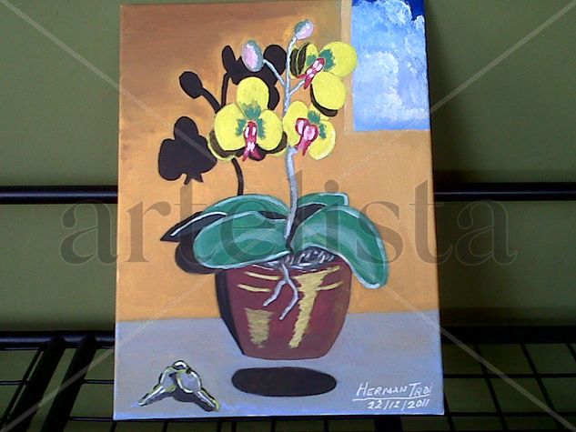 Las Flores Amarillas Oil Canvas Portrait